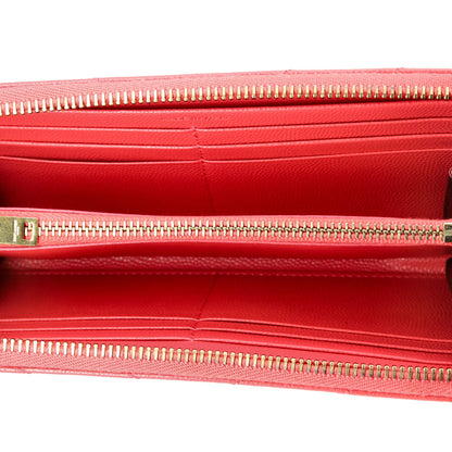 Saint Laurent Classic Monogram Zip Around Wallet Matelasse Chevron Leather