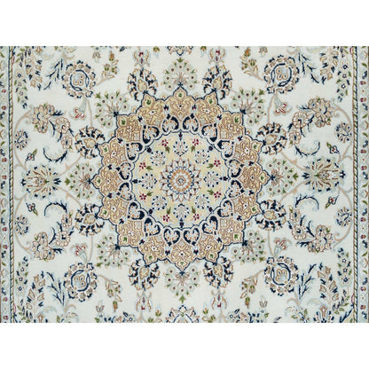 5'10"X9'1" Ivory Natural Wool Hand Knotted Nain Design 250 Kpsi Rug