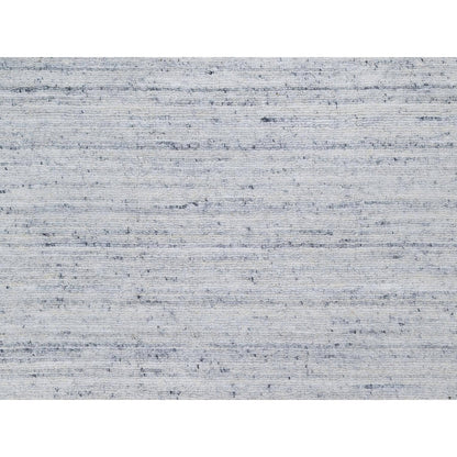 12'X12' Misty Gray Modern Striae Design Soft Wool Hand Loomed Square Rug