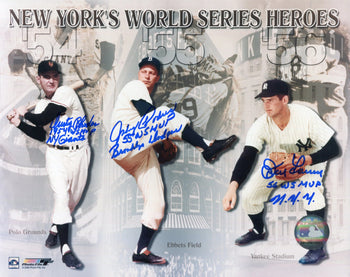 Dusty Rhodes Johnny Podres & Don Larsen Autographed 8X10 Photo