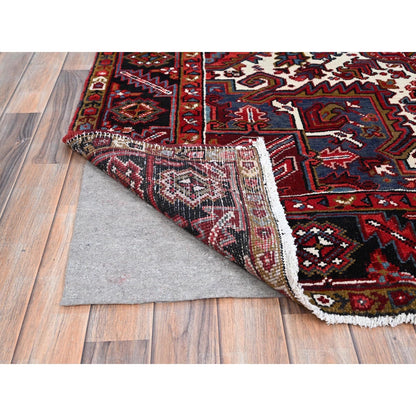 8'7'X11'1" Red Vibrant Wool Tribal Village Nomad Art Vintage Oriental Rug