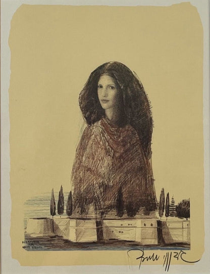 Omer Berber Lady From Dubrovnik 1994 Original Lithograph Signed Coa Framed