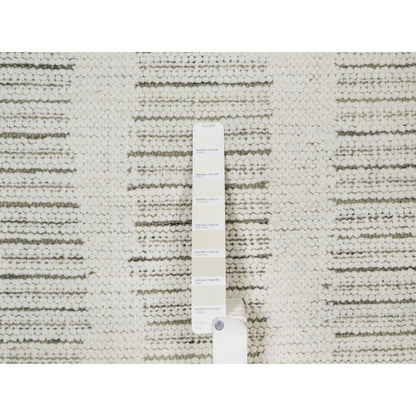 5'X5' Ivory Wool Rug Flat Weave With Textured Pile Hand Woven Round