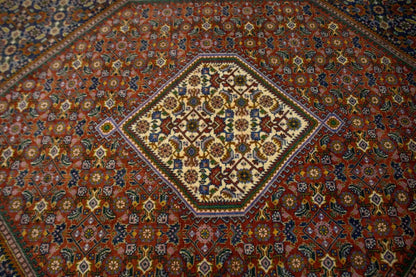 Handmade Oriental Rug Orange-Red Geometric Floral
