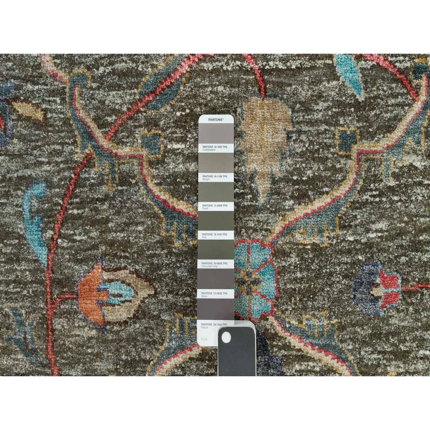 10'X10' Brown Striae Pattern Hand Knotted Silk Textured Wool Square Rug