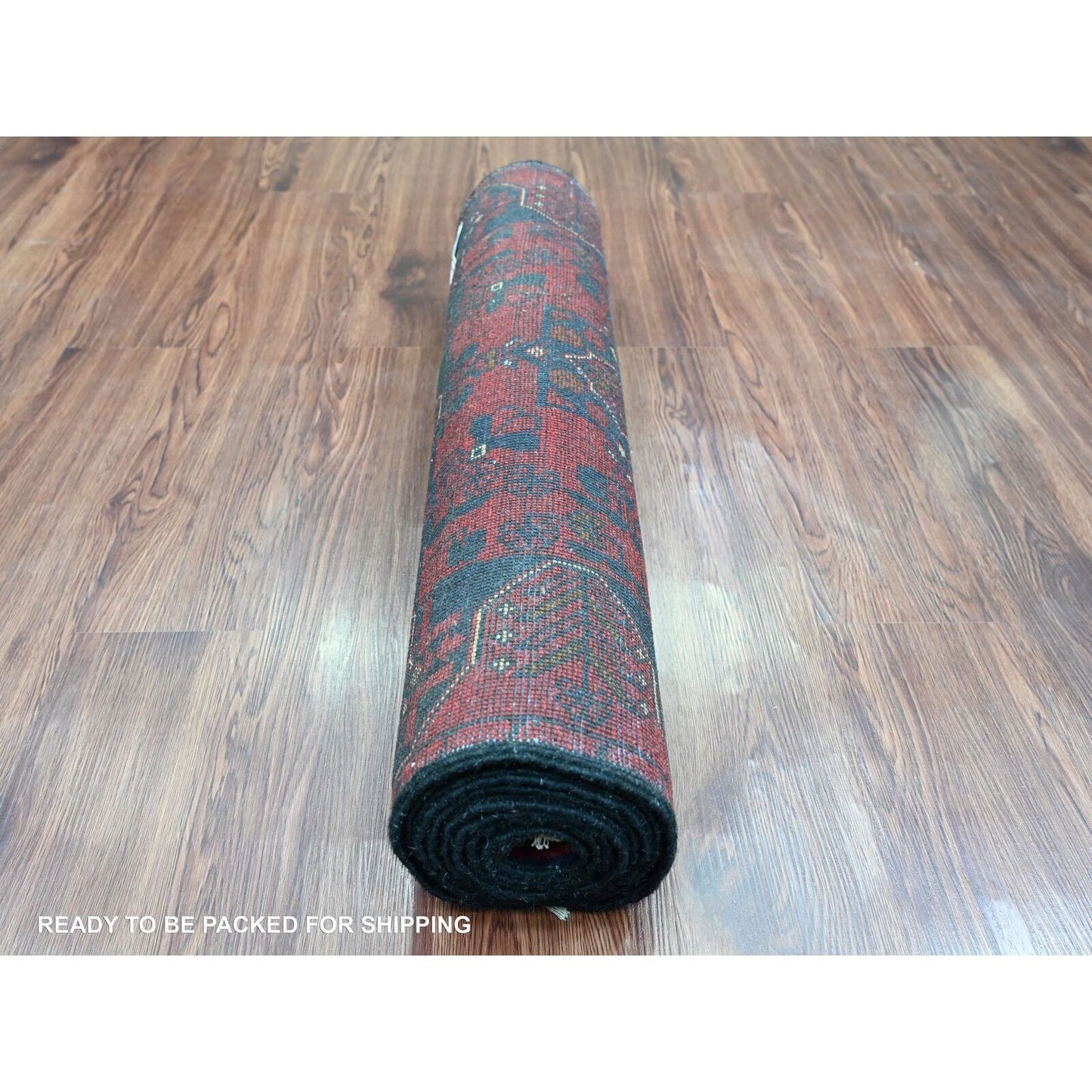 2'8"X9'3" Red Afghan Andkhoy Tribal Design Wool Hand Knotted Runner Rug