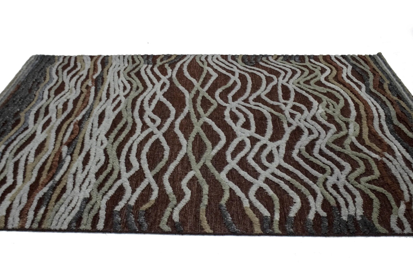 Handmade Modern Waves Area Rug High-Low Relief