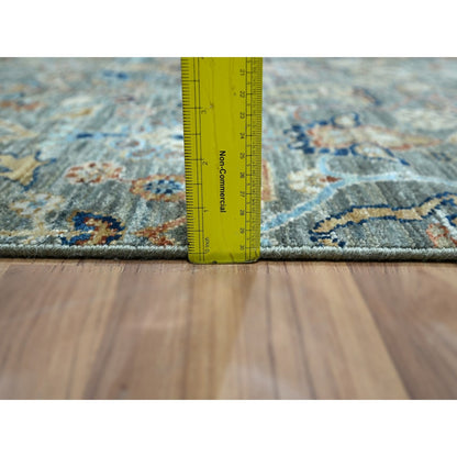 2'8"X8'1" Green Hand Knotted Wool Rug Trellis Borderless Garden Design