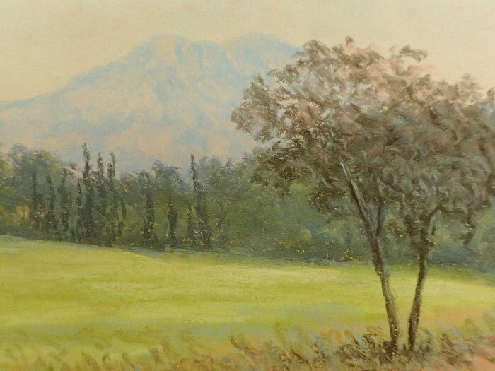 Landscape Rodolphe Planquette Signed Pastel on paper Painting Framed Mountain