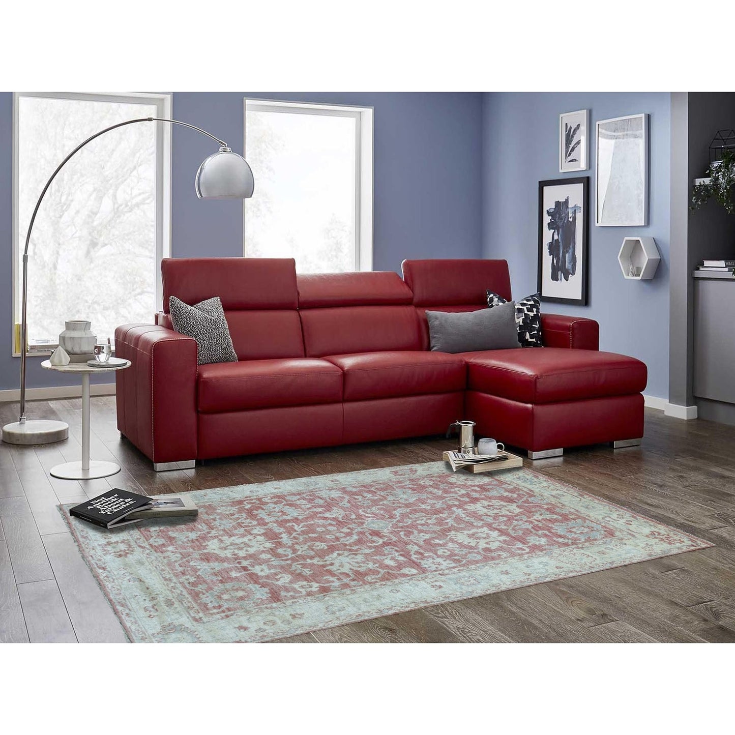 6'2"X9' Angora Oushak Organic Wool Hand Knotted Coral Red Oriental Rug