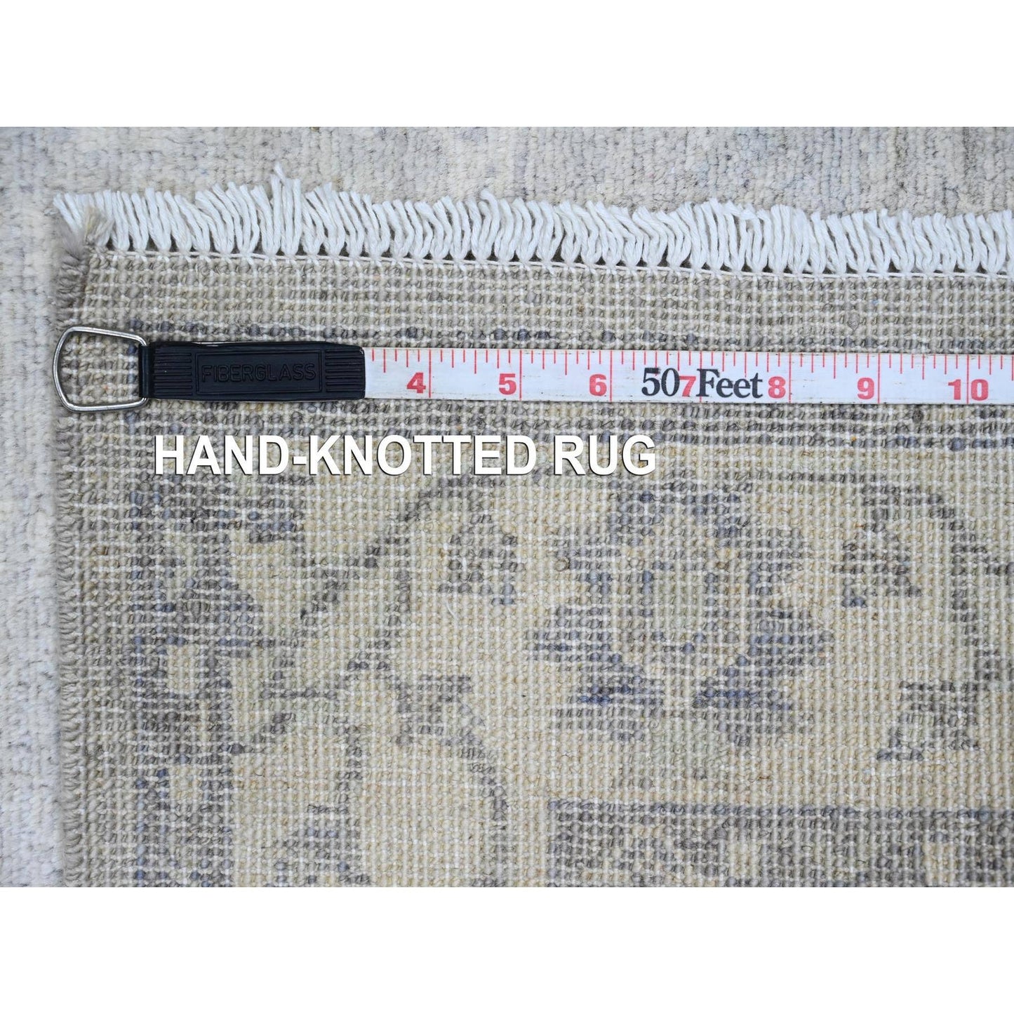 2'6"X19'2" Gray Peshawar With Heris Design Wool Hand Knotted Runner Rug