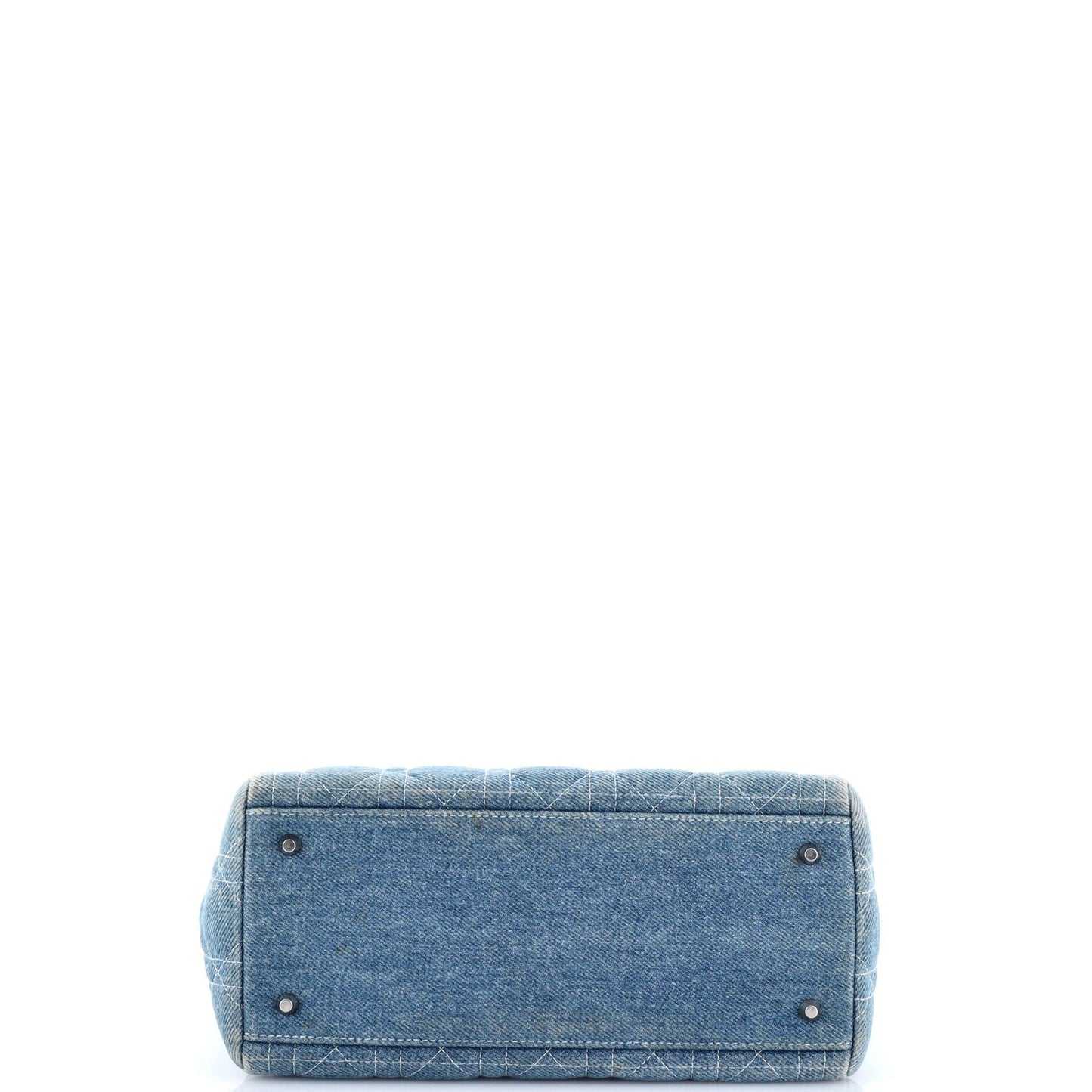 Christian Dior Vintage Lady Dior Bag Cannage Quilt Denim Medium