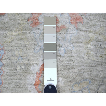 3'1"X11'8" Silver Green Vegetable Dyes Angora Oushak Runner Oriental Rug