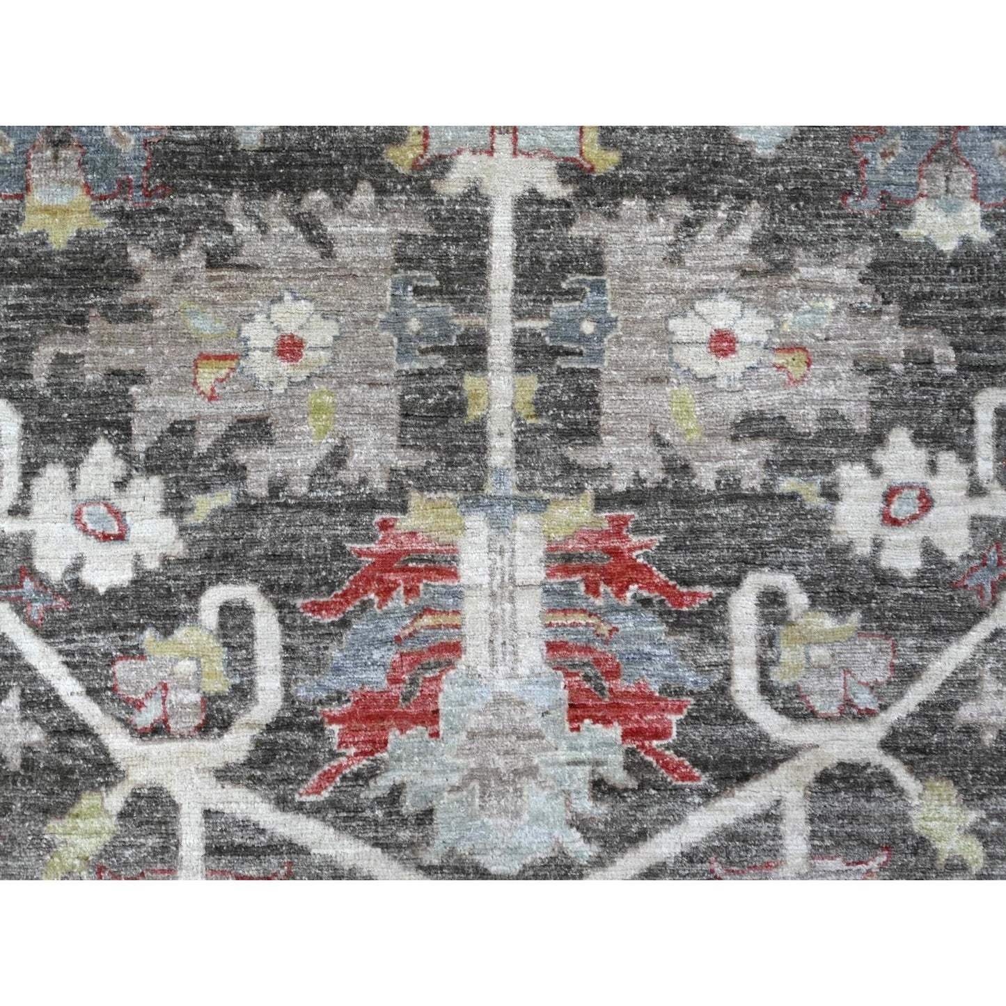 8'X9'7" Abbey Black Hand Knotted Wool Fine Aryana Heris Oriental Rug
