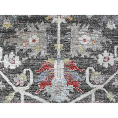 8'X9'7" Abbey Black Hand Knotted Wool Fine Aryana Heris Oriental Rug