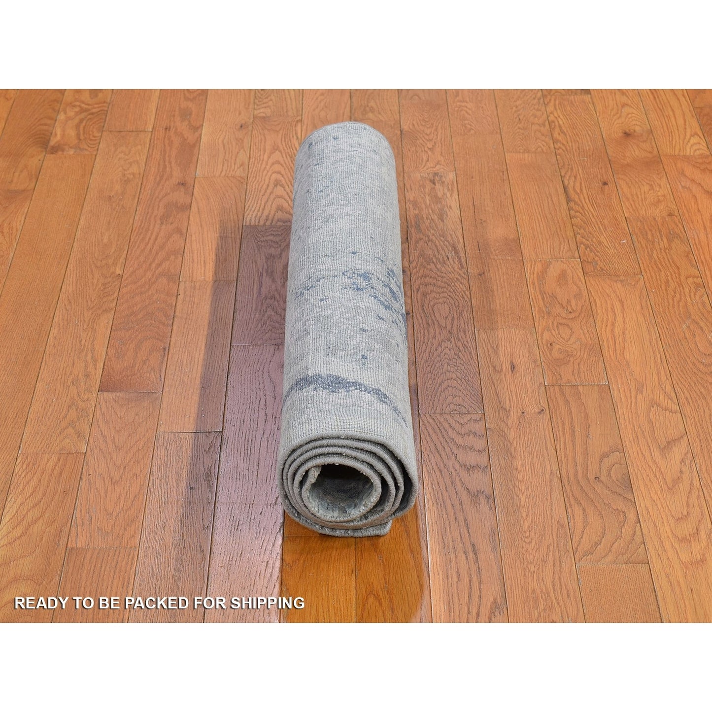 Rug 3'x5'5" Large Elements with Pastels Silk with Textured Wool Hand Made