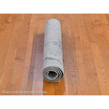 Rug 3'x5'5" Large Elements with Pastels Silk with Textured Wool Hand Made