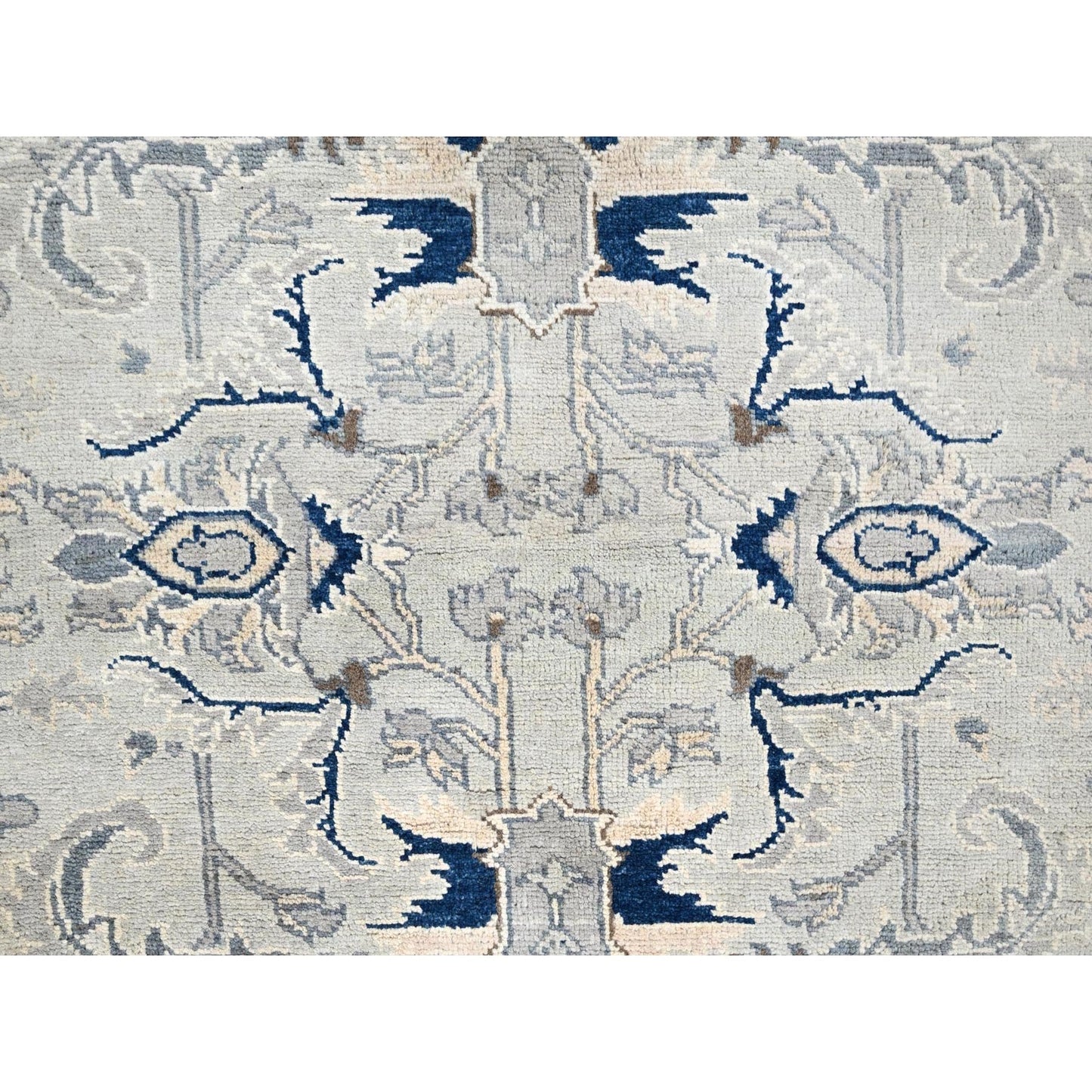 6'2"X8'10" Grey Seeripe Heris Design Soft Wool Hand Knotted Oriental Rug