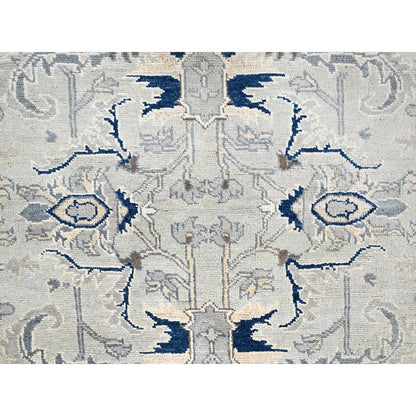 6'2"X8'10" Grey Seeripe Heris Design Soft Wool Hand Knotted Oriental Rug