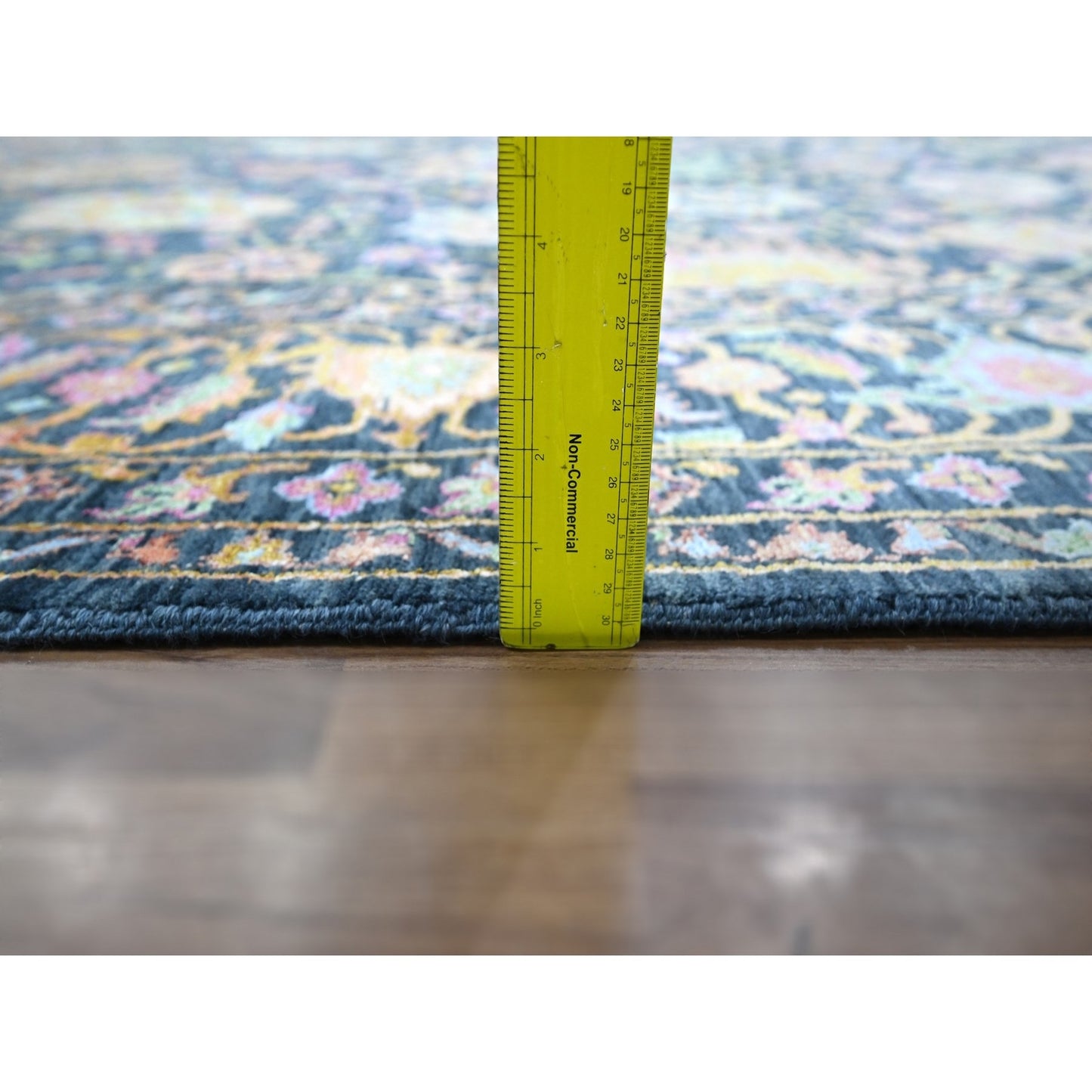 8'X10'2" Blue Colorful All Over Tebraz Design Wool-Silk Hand Knotted Rug