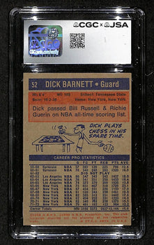Dick Barnett Hof Signed/Auto 1972-73 Topps Card #52 Knicks Cgc/Jsa 199123