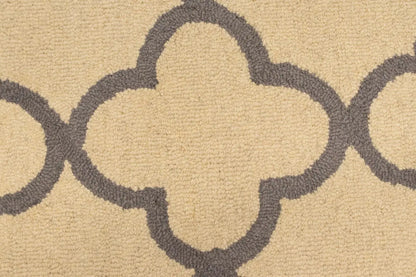 5X8 Ft Hand-Tufted Cream & Taupe Wool Rug Modern