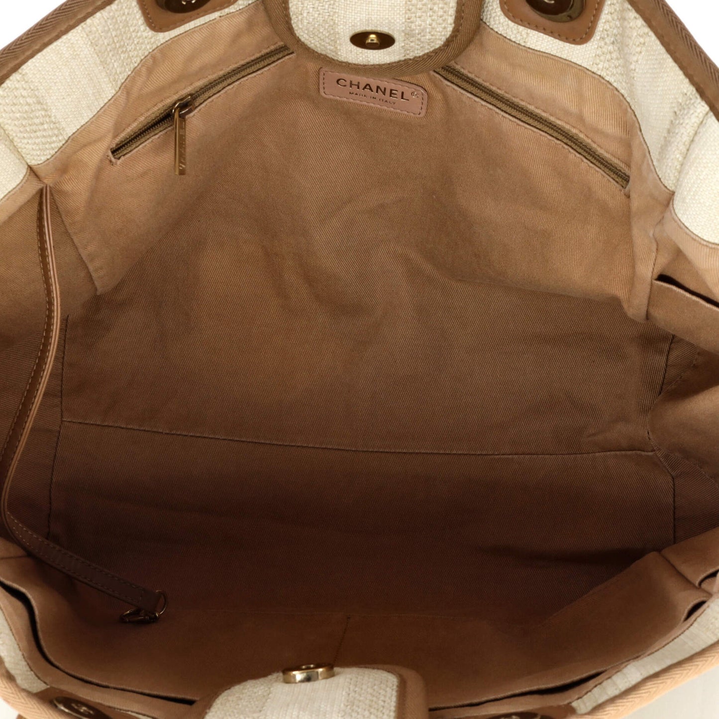 Chanel Deauville Tote Striped Mixed Fibers Medium