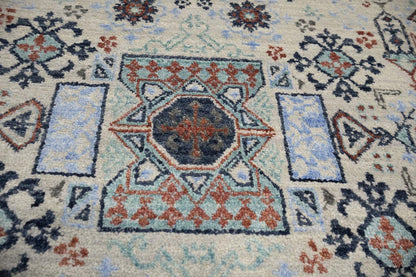 Hand-Knotted Cream Oushak Oriental Round Rug 6x6 Ft Classic Foyer Carpet