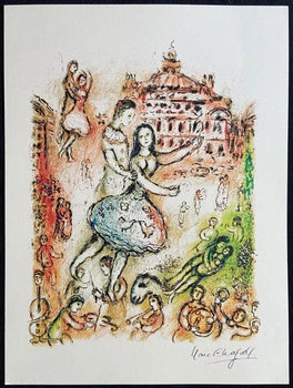 Marc Chagall Signed Mourlot Coa Lithograph Op