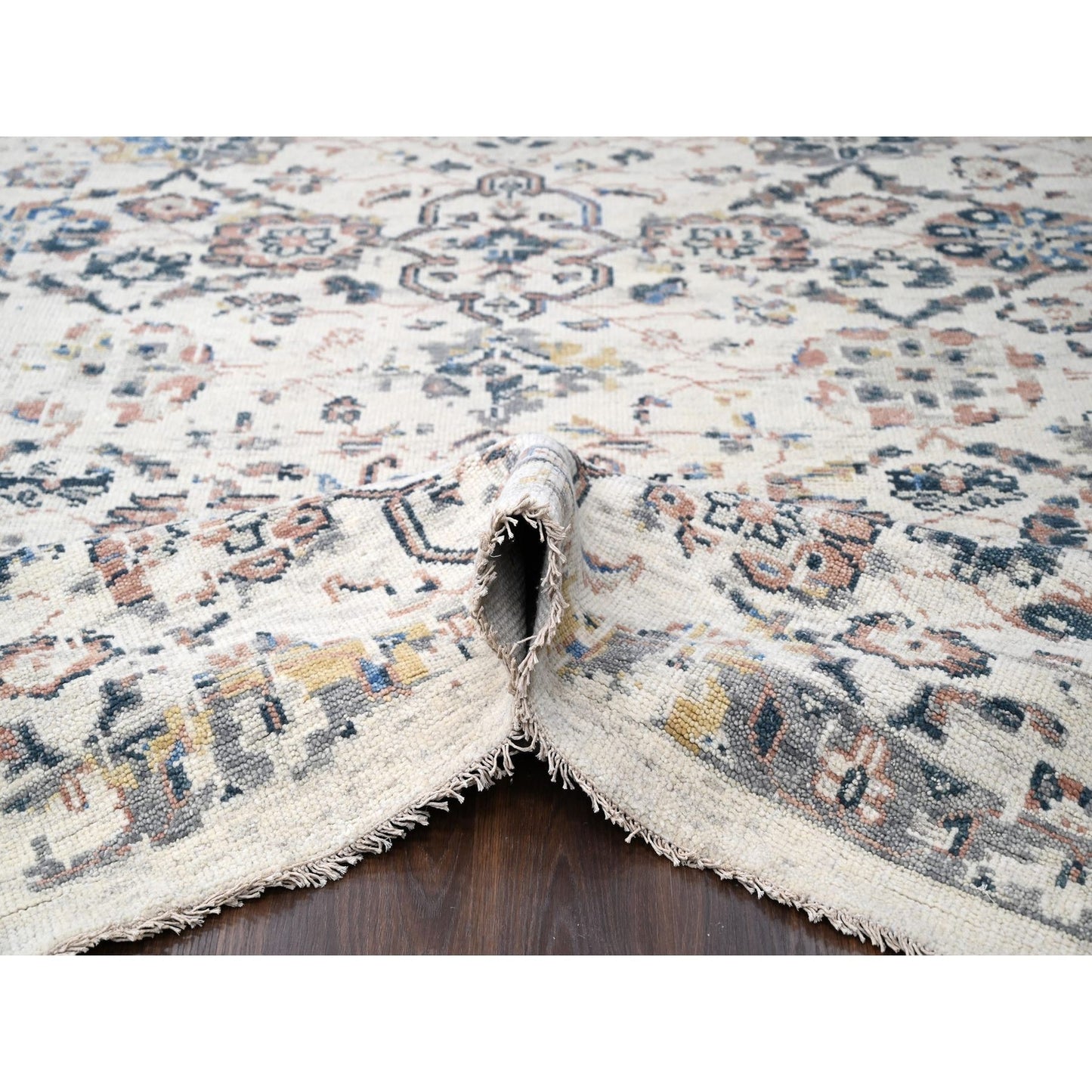 11'10"X17'8" Ivory Mahal Design 100% Wool Hand Knotted Oriental Rug