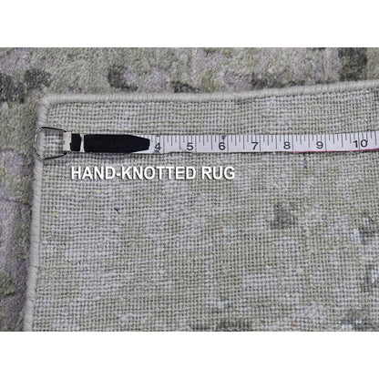 2'5"X10'3" Denser Weave Abstract Design Wool Hand Knotted Runner Rug