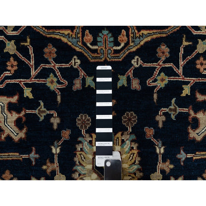 6'2"X9'2" Polo Blue Pure Wool Soft Antiqued Fine Heris Hand Knotted Rug