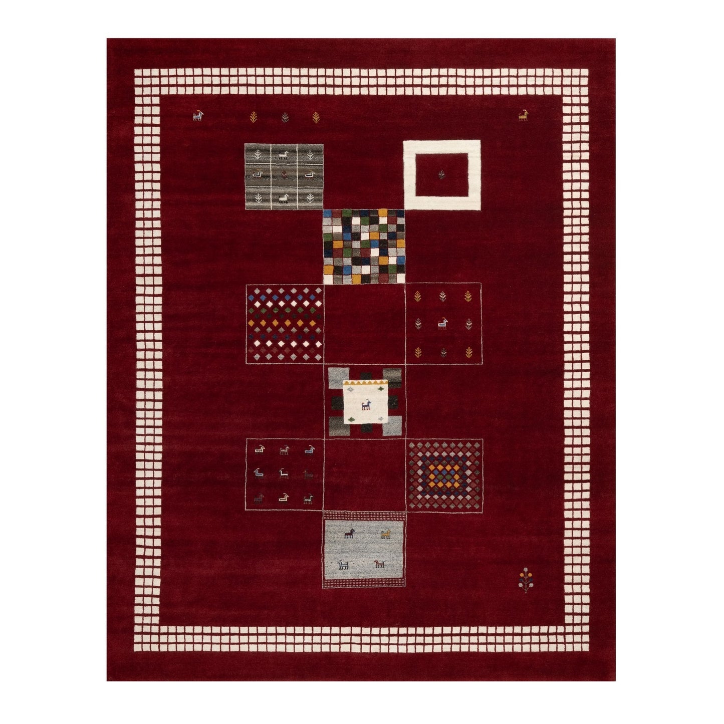8'X10'1" Sangria Red Modern Hand Knotted Lori Buft Gabbeh Soft Wool Rug
