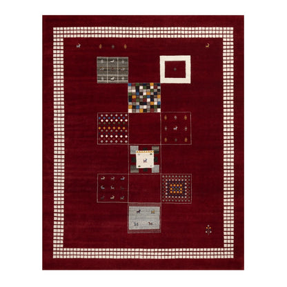 8'X10'1" Sangria Red Modern Hand Knotted Lori Buft Gabbeh Soft Wool Rug