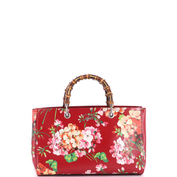 Gucci Bamboo Shopper Tote Blooms Print Leather Medium