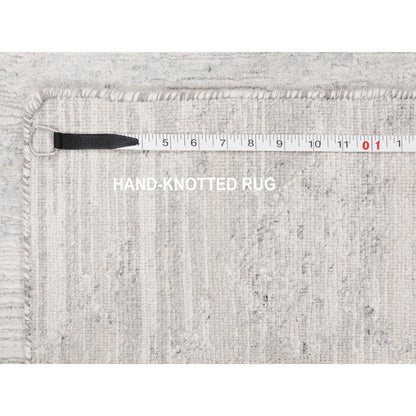 2'6"X8' Modern Hand Spun Runner Undyed Natural Wool Hand Knotted Rug