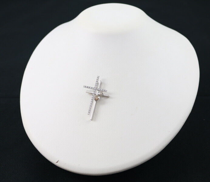Kashikey Pendant Double Cross Diamond 0.58Ct/0.37Ct 18K 750 White Gold