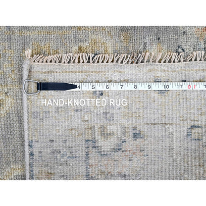 2'5"X8'5" Spanish Gray Oushak Design Soft Wool Hand Knotted Runner Rug