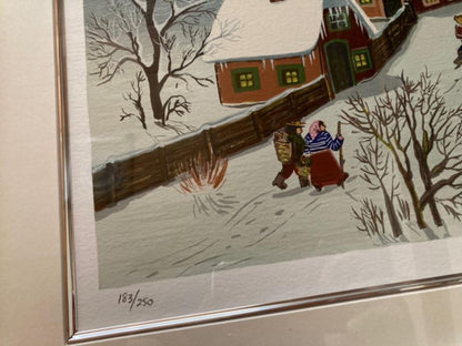 Albert Kowalski Limited Edition Print Winter Village Scene Signed Ed250 Hungary