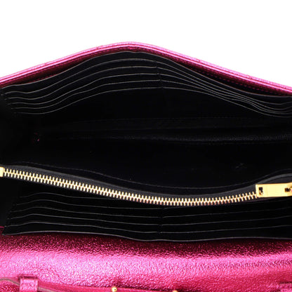 Saint Laurent Classic Monogram Wallet On Chain Matelasse Chevron Metallic