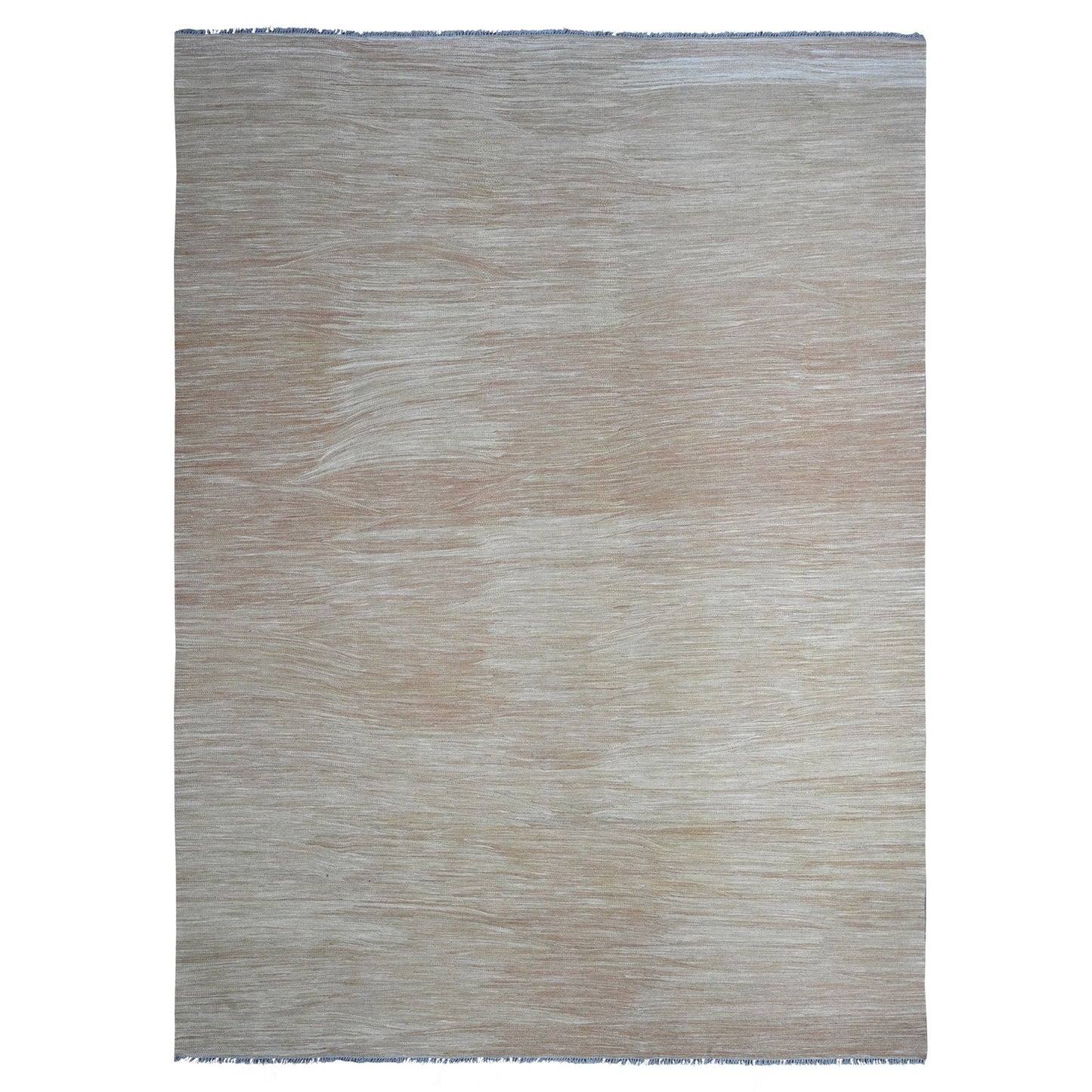 9'1"X12'2" Tumbleweed Brown Solid Design Afghan Mixed Flat Weave Wool Rug
