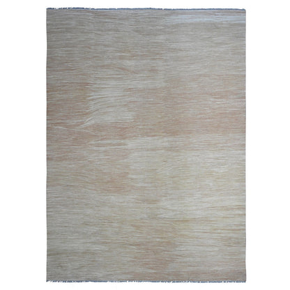 9'1"X12'2" Tumbleweed Brown Solid Design Afghan Mixed Flat Weave Wool Rug