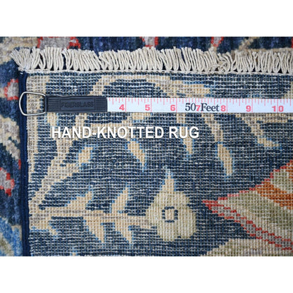 2'4"X5'10" Yale Blue Birds Paradise Hand Knotted Wool Runner Oriental Rug