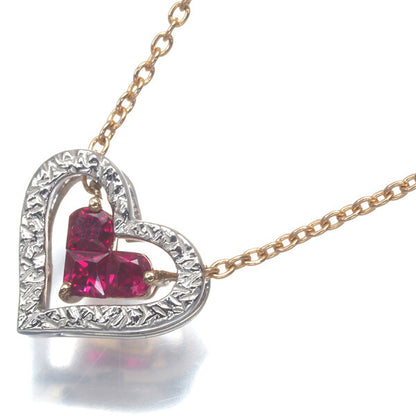 Star Jewelry Necklace Mysterious Heart Ruby 0.18Ct 2Way 18K Wg/Rg