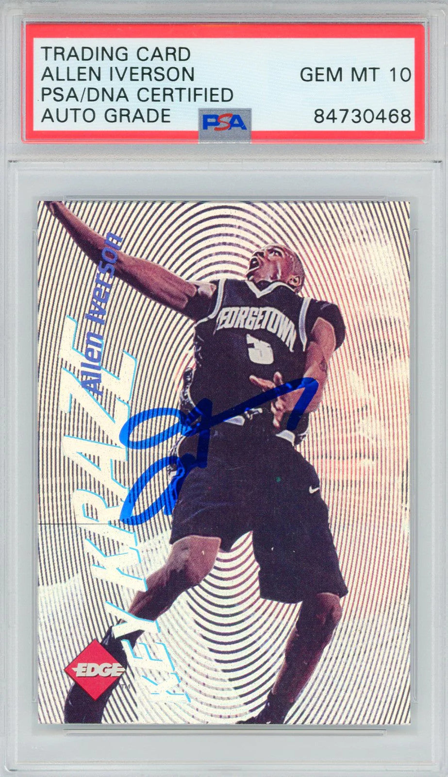 Allen Iverson Autographed 1996 Collector'S Edge Key Kraze Factory Set Card #9 (P