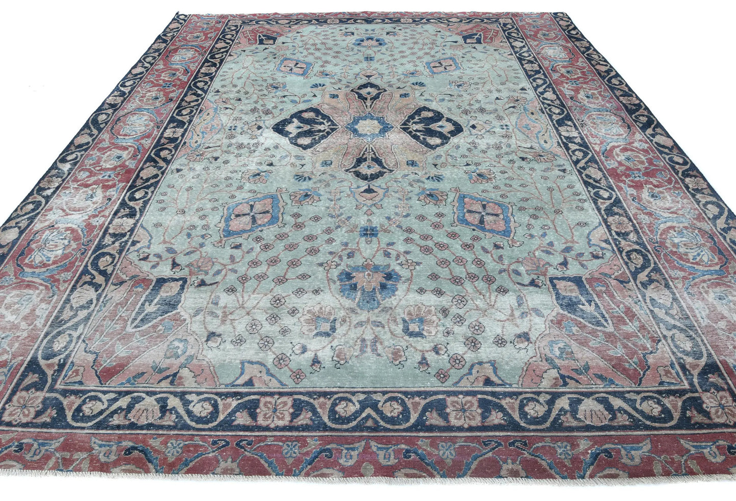 Handmade Antique Vintage Oriental Rug Floral Living Room Carpet 7'11x9'2 ft
