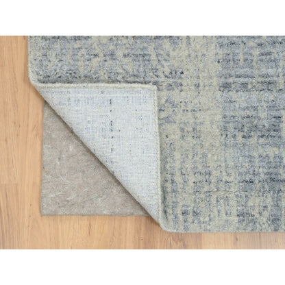 2'6"X10' Gray Wool And Plant Based Silk Hand Loomed Runner Rug