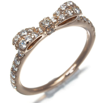 Ponte Vecchio Ring Diamond 0.35Ct Ribbon Pinky Us2.5 18K 750 Rose Gold