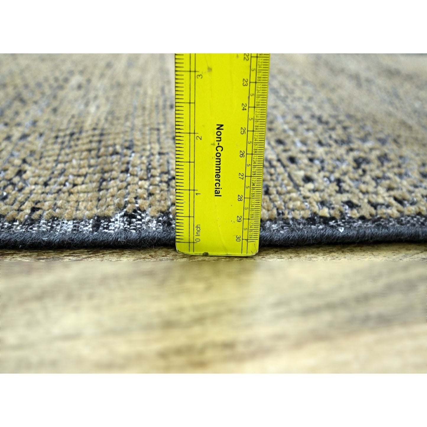 2'X3' Black & Brown Oxidized Grass Design, 100% Wool Hand Knotted Mat Rug