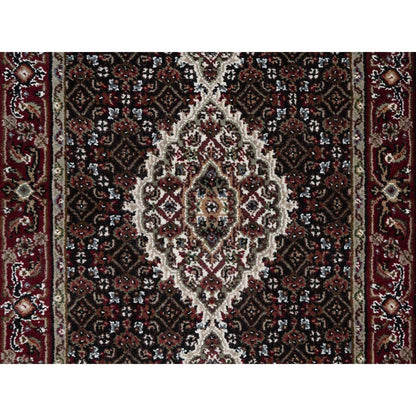 2'7"X24'1" Black Tebraz Mahi Fish Design Hand Knotted Wool Xl Runner Rug